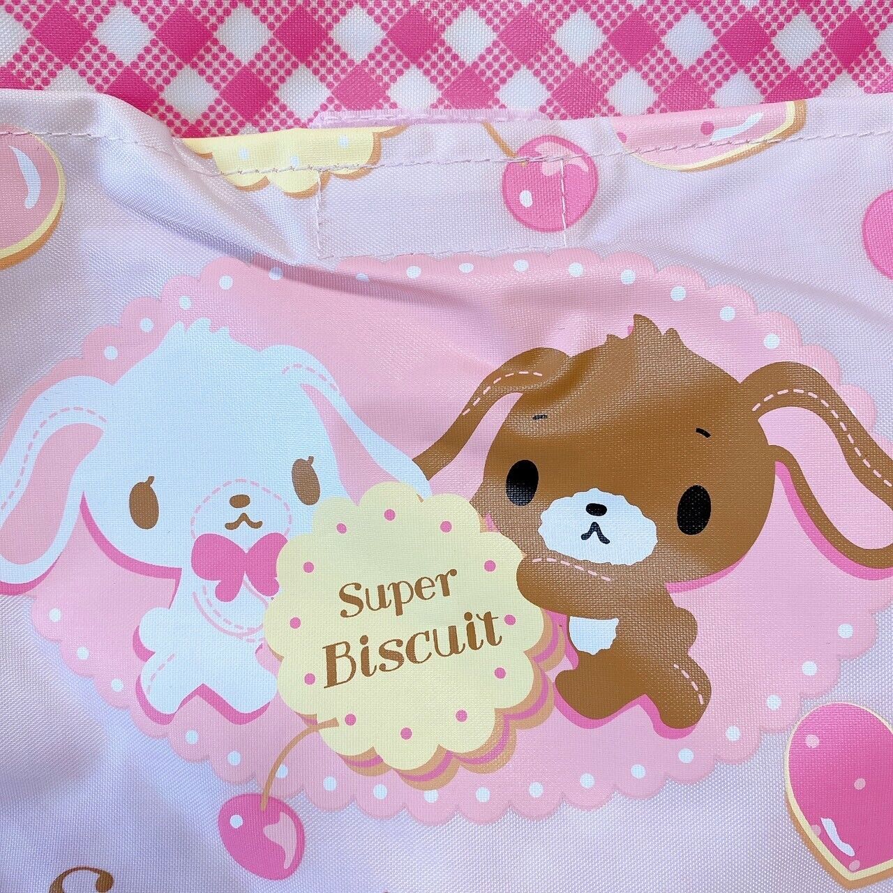 Sanrio Sugar Bunnies Tote Lesson Bag Cherry Cookie pattern Pink Shirousa Kurousa