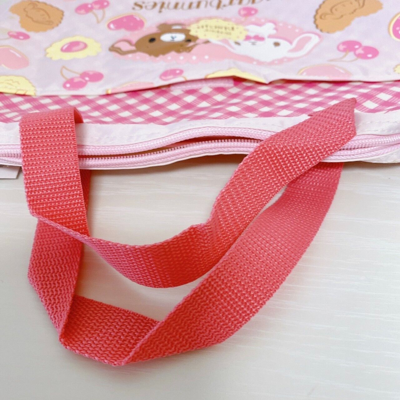 Sanrio Sugar Bunnies Tote Lesson Bag Cherry Cookie pattern Pink Shirousa Kurousa