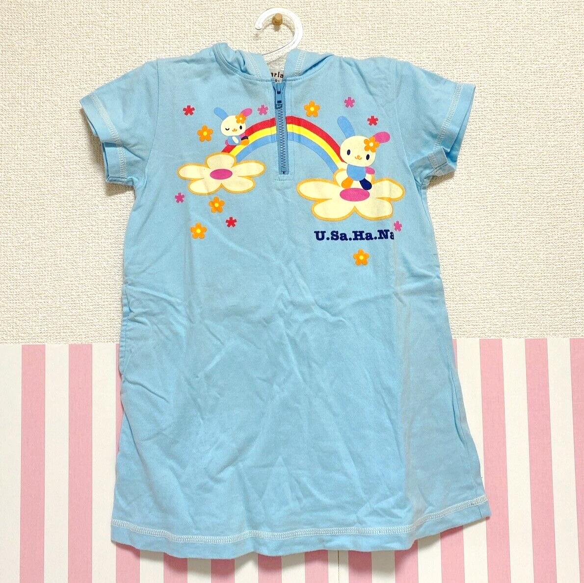 Sanrio Usahana Dress Tops 100 Blue Flower Clothing Kawaii Kids Rabbit Character