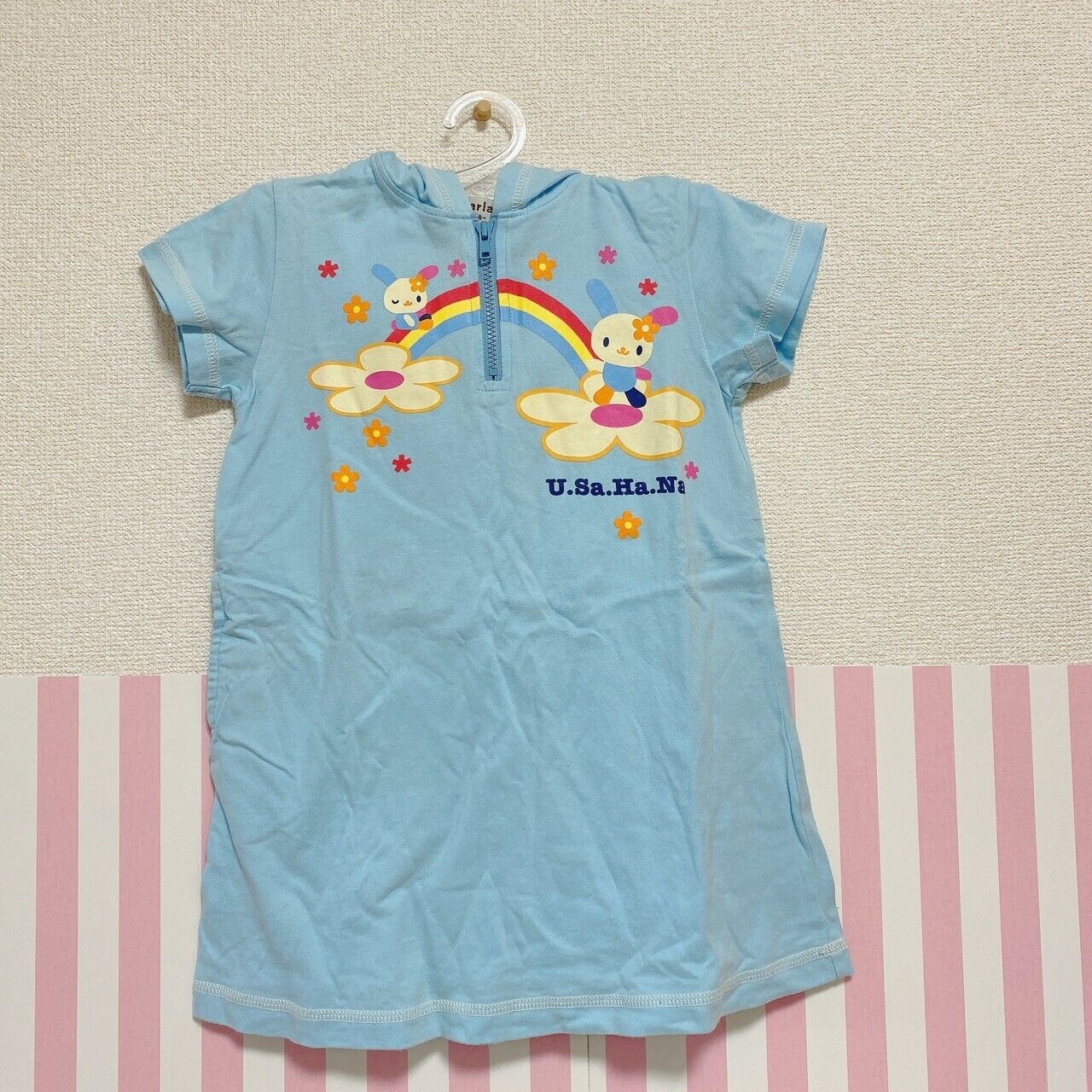 Sanrio Usahana Dress Tops 100 Blue Flower Clothing Kawaii Kids Rabbit Character