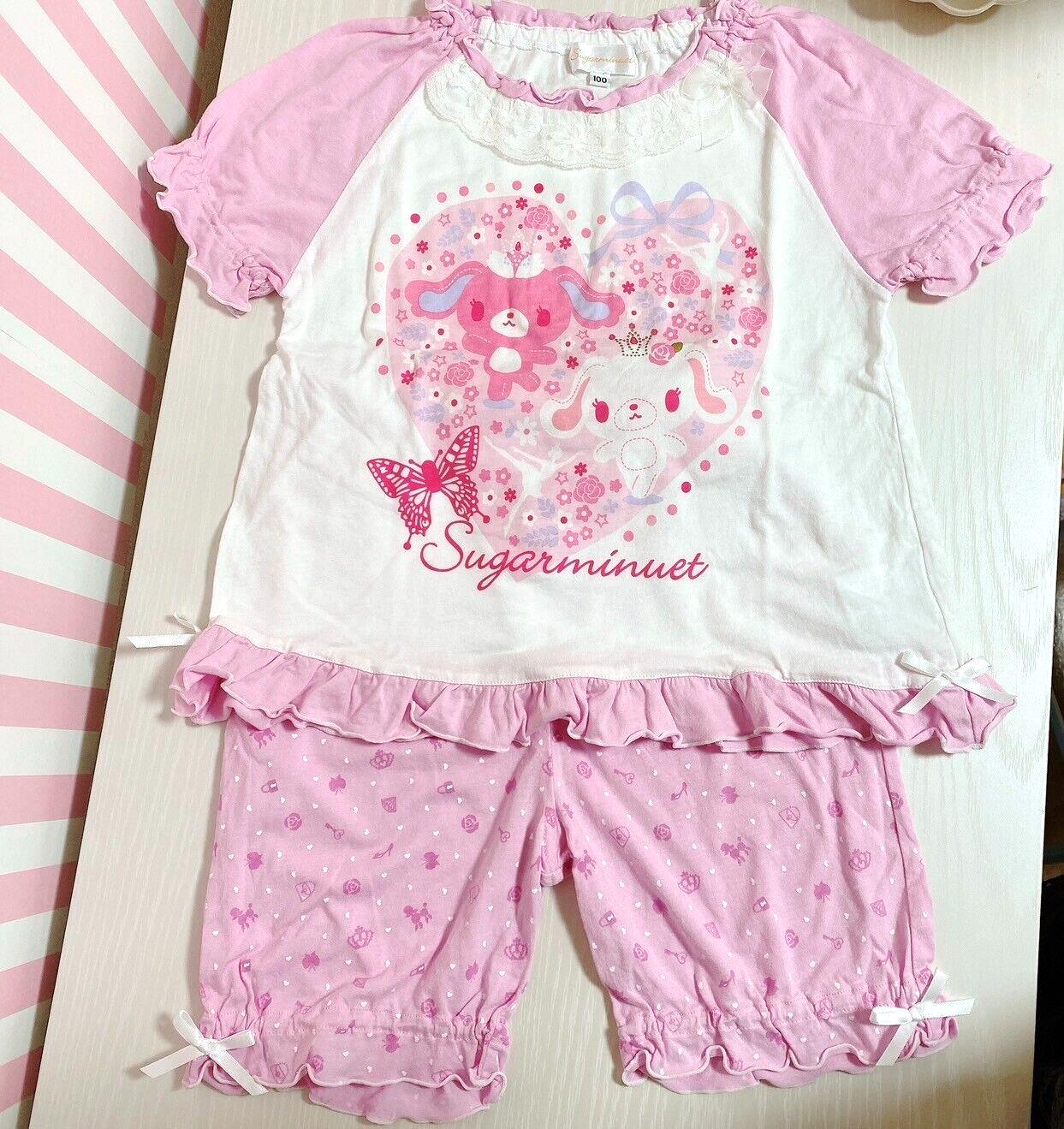 Sanrio Sugar Bunnies Pajamas Kids 100cm Pink Frill Ribbon Kawaii Character Rare