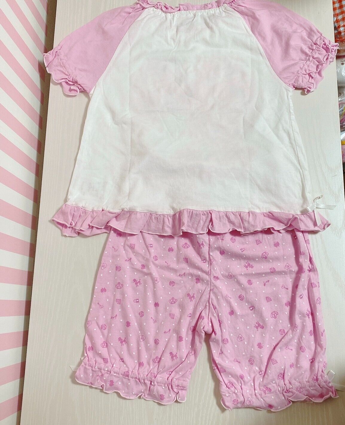 Sanrio Sugar Bunnies Pajamas Kids 100cm Pink Frill Ribbon Kawaii Character Rare