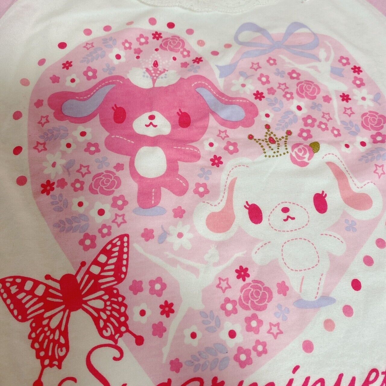 Sanrio Sugar Bunnies Pajamas Kids 100cm Pink Frill Ribbon Kawaii Character Rare