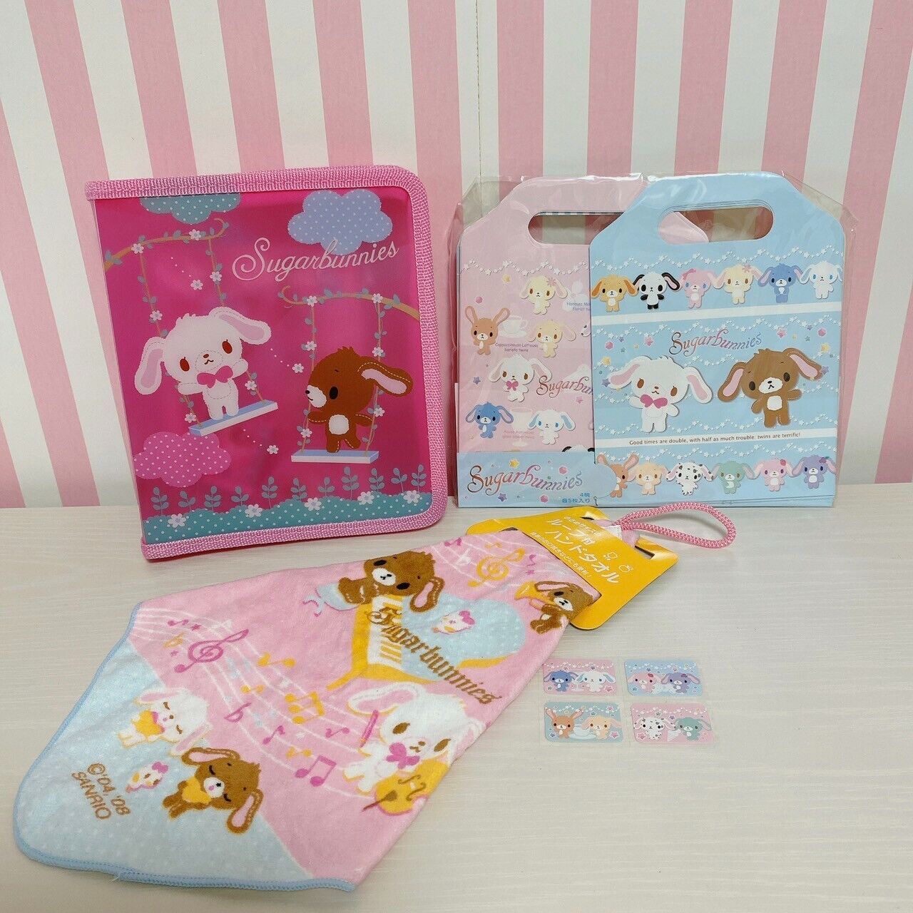 Sanrio Sugar Bunnies Towel File Eraser Stationery Set Pink Kawaii Character Rare