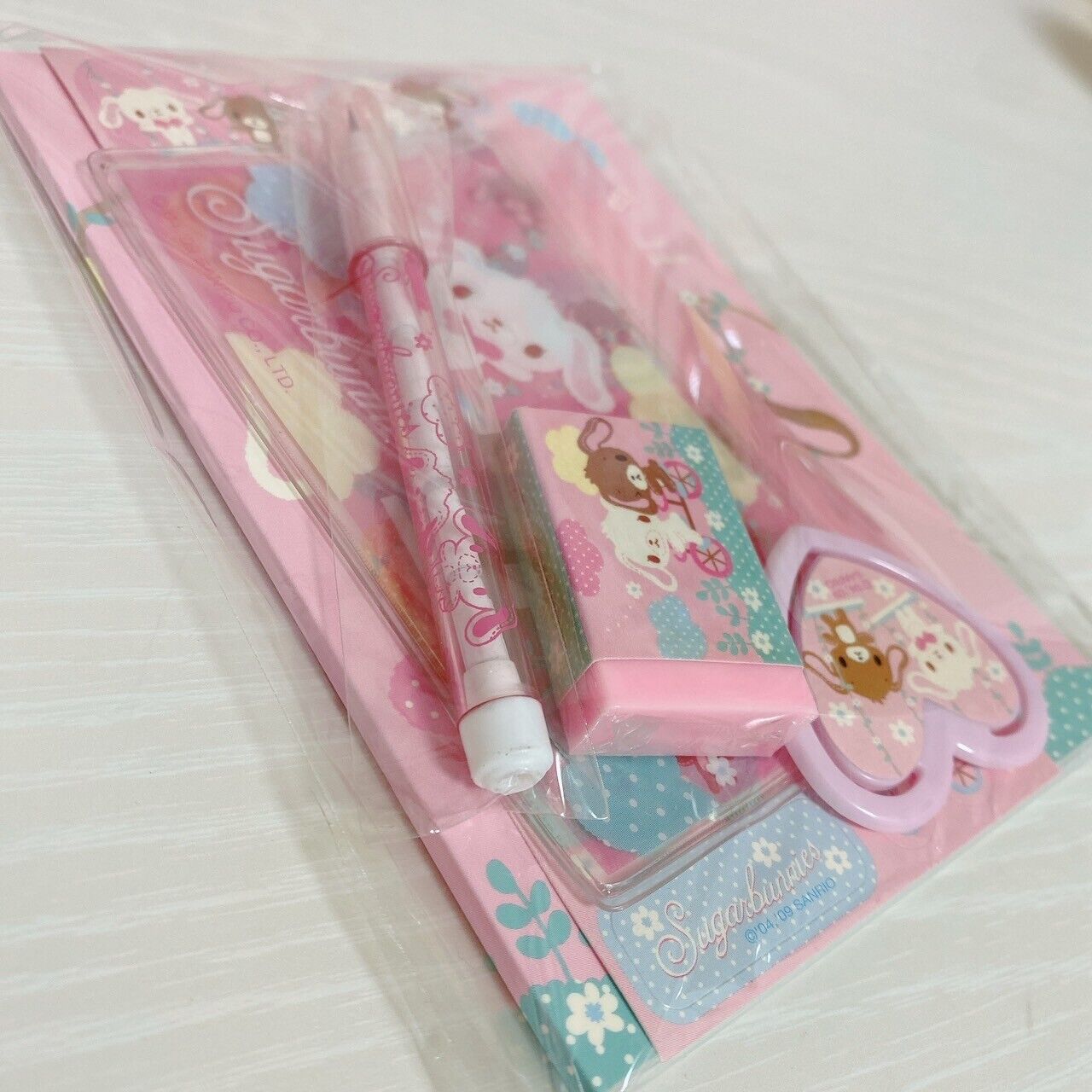 Sanrio Sugar Bunnies Towel File Eraser Stationery Set Pink Kawaii Character Rare