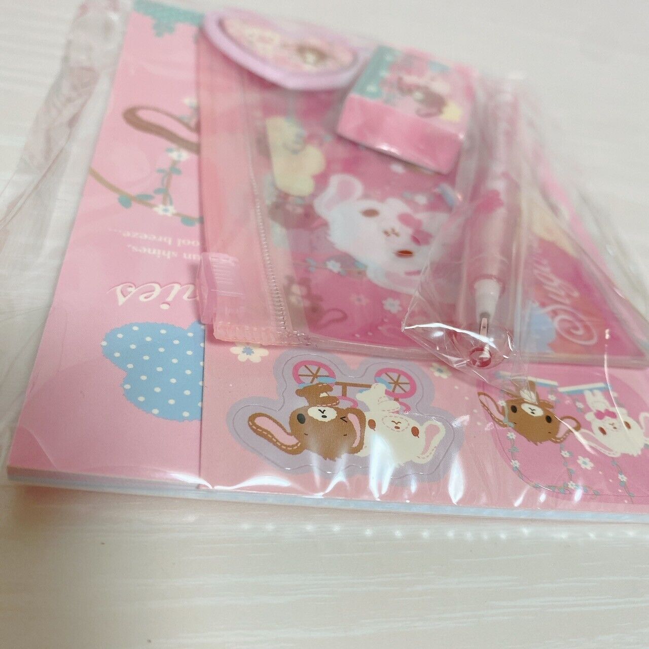 Sanrio Sugar Bunnies Towel File Eraser Stationery Set Pink Kawaii Character Rare