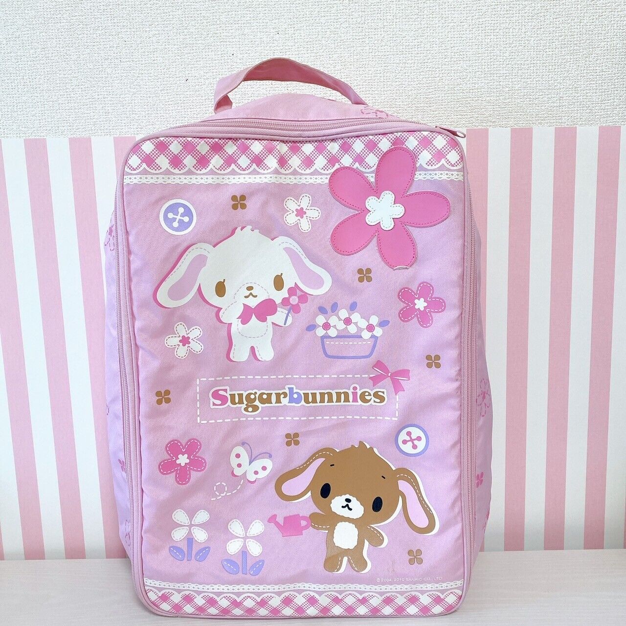 Sanrio Sugar Bunnies Storage Case Pink Flower Shirousa Kurousa Butterfly Kawaii