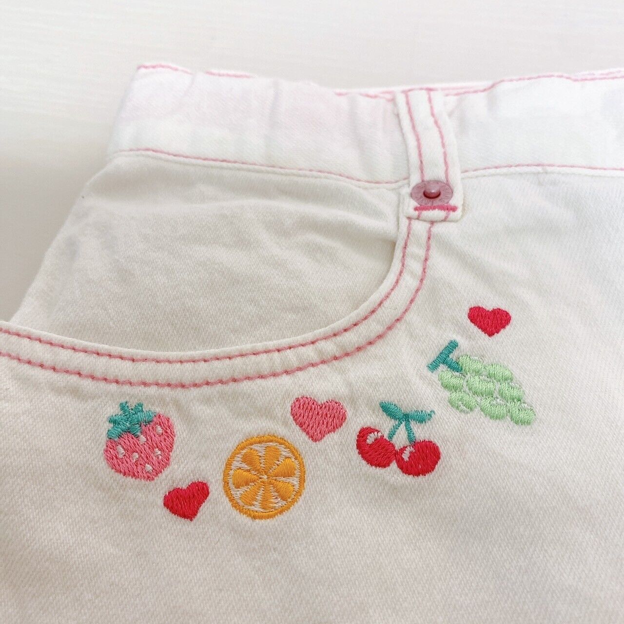 Mezzo Piano Denim Skirt 150 Size M White Frill Juicy Fruit Kids Cute Kawaii