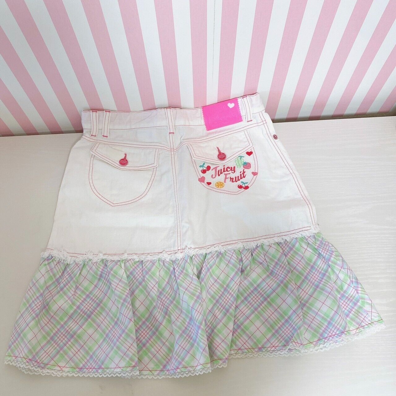 Mezzo Piano Denim Skirt 150 Size M White Frill Juicy Fruit Kids Cute Kawaii