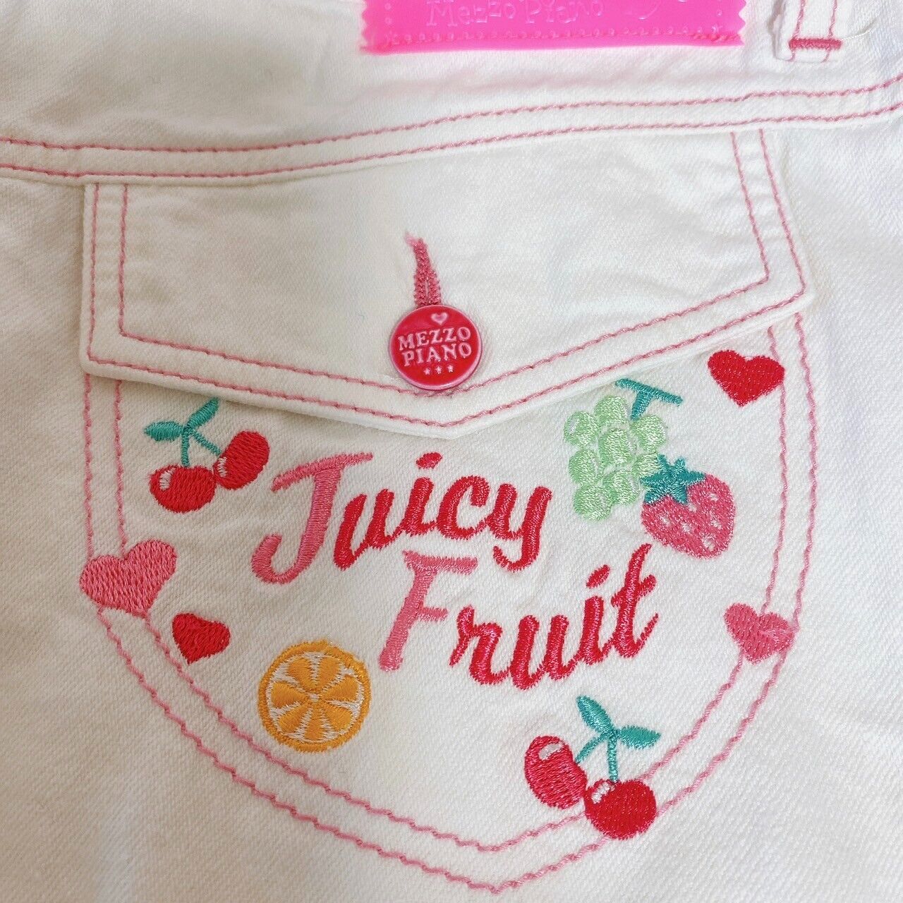 Mezzo Piano Denim Skirt 150 Size M White Frill Juicy Fruit Kids Cute Kawaii