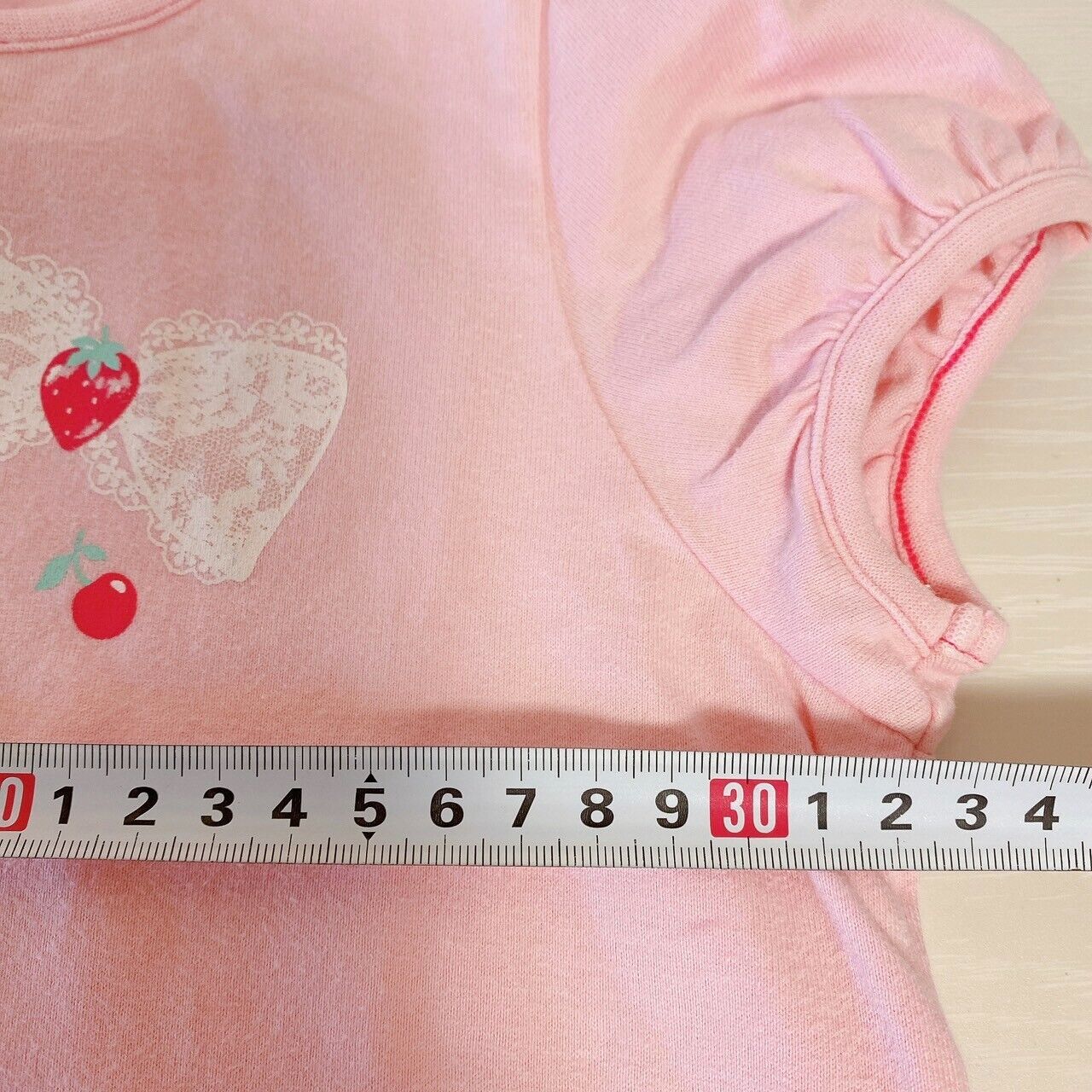 Mezzo Piano One Piece Tops 130 Pink Strawberry Ribbon Frill Heart Short Sleeve