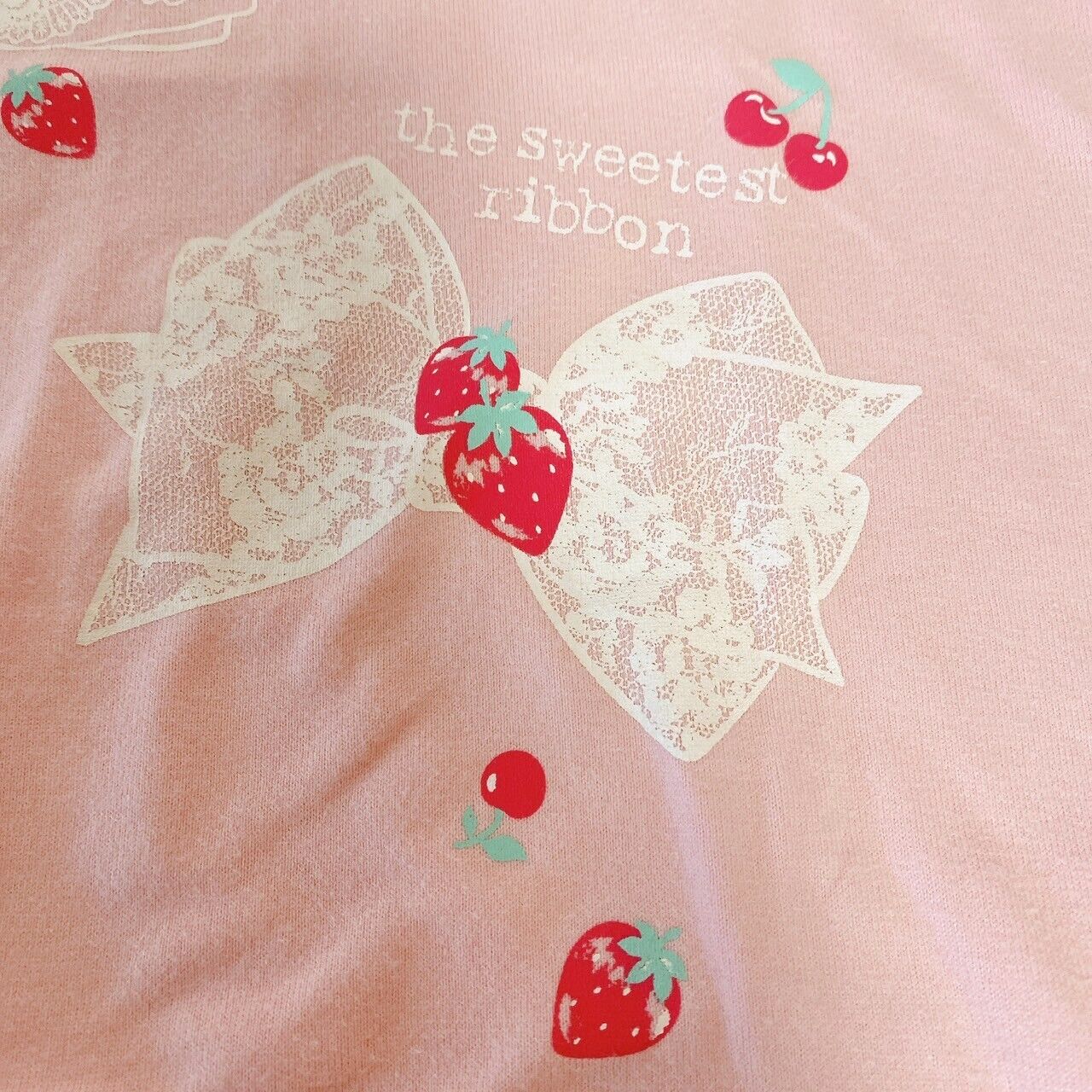 Mezzo Piano One Piece Tops 130 Pink Strawberry Ribbon Frill Heart Short Sleeve