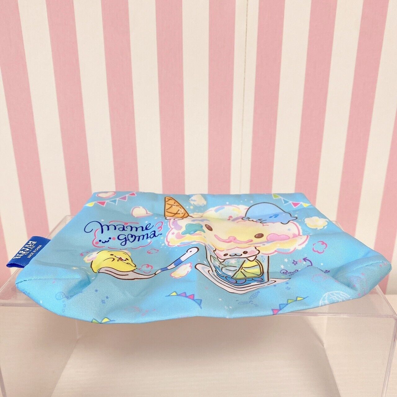 San-X Mamegoma Pouch Light Blue Sea Animals Cafe Ice Cream Sweets Kawaii Rare