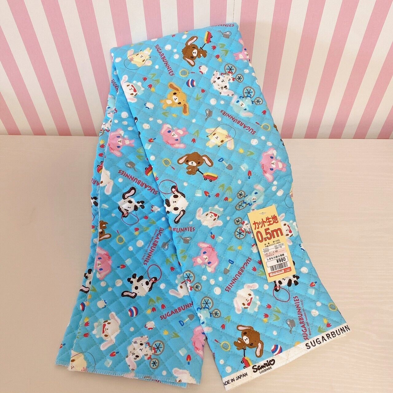 Sanrio Sugar Bunnies Cut Cloth Material Quilt Quilting Light Blue Shirousa Rare