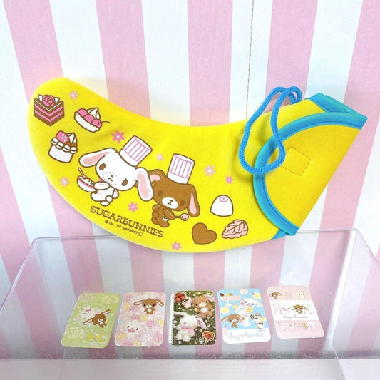 Sanrio Sugar Bunnies Pouch Card Set Banana Shirousa Kurousa Yellow Sweets Cake