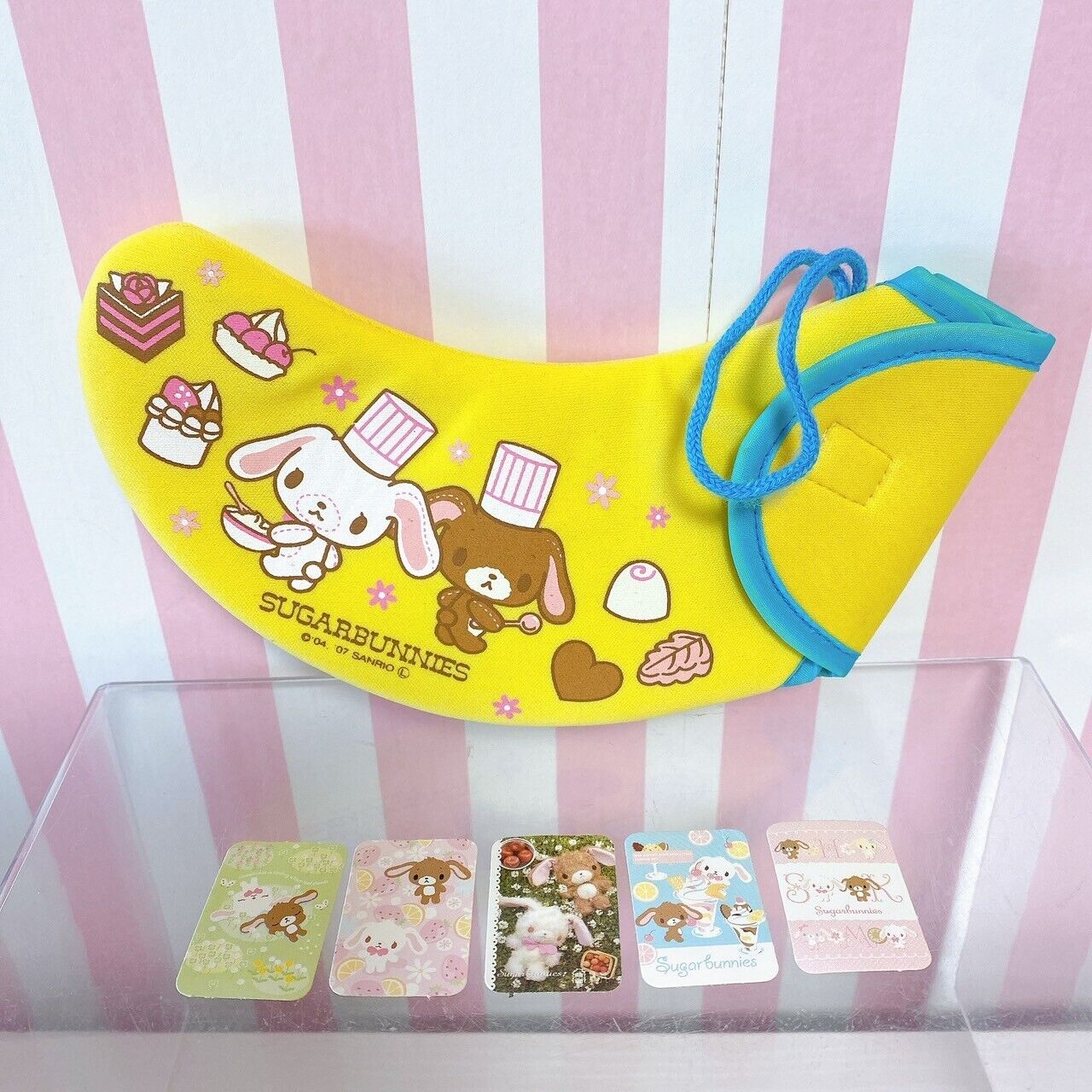 Sanrio Sugar Bunnies Pouch Card Set Banana Shirousa Kurousa Yellow Sweets Cake