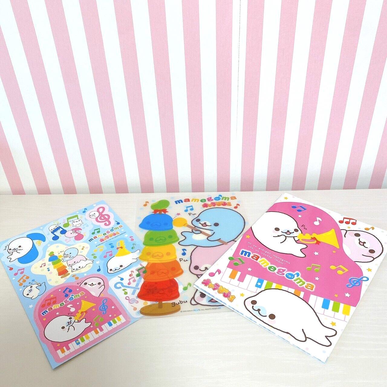 San-X Mamegoma Stationery Set 3 Notebook Underlay Stickers Sea Animals Note Rare