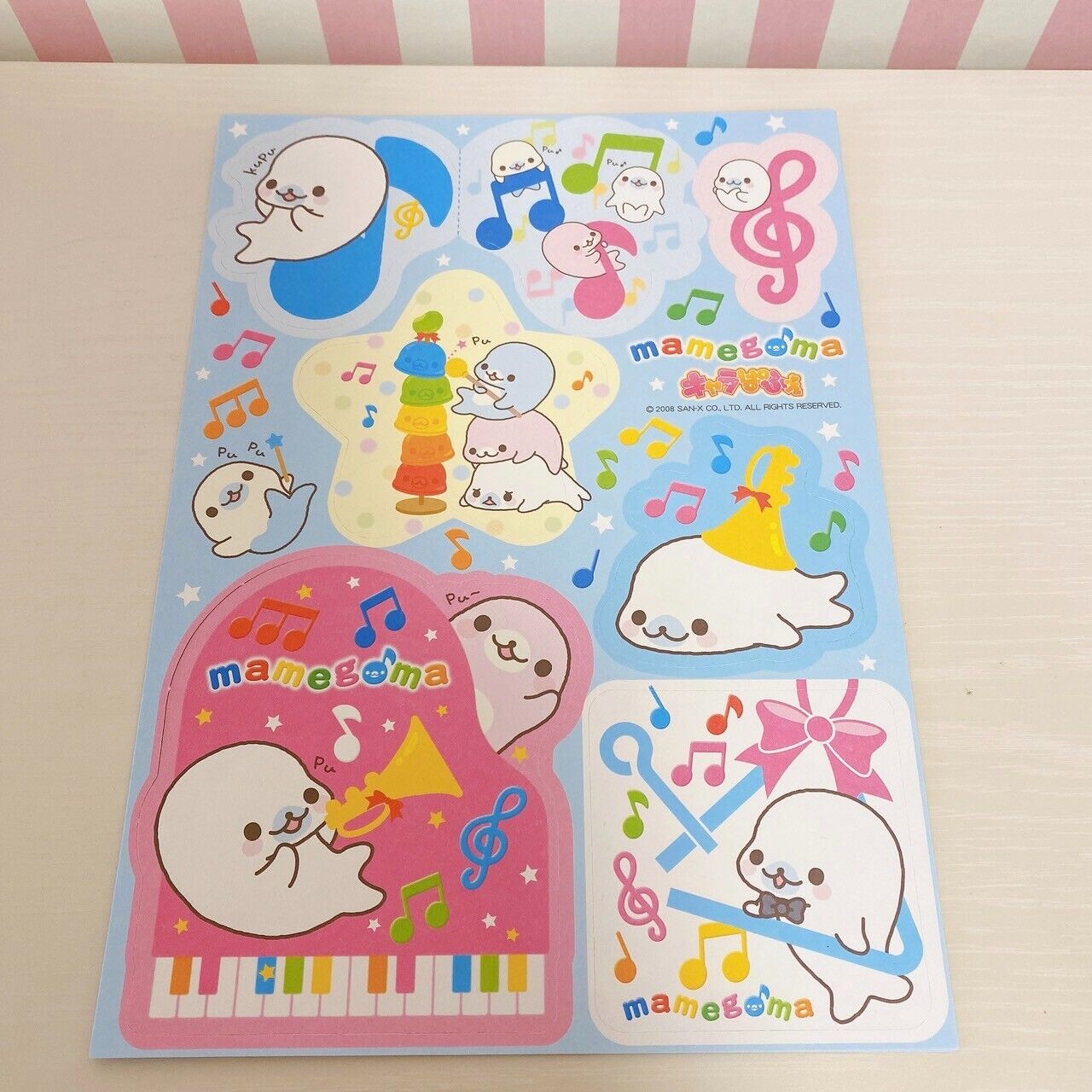 San-X Mamegoma Stationery Set 3 Notebook Underlay Stickers Sea Animals Note Rare