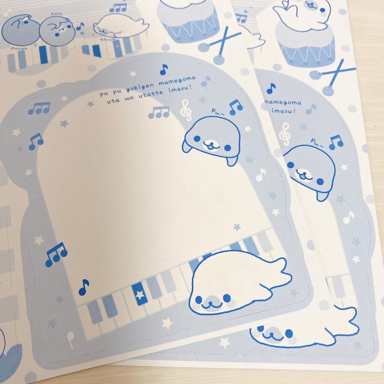 San-X Mamegoma Stationery Set 3 Notebook Underlay Stickers Sea Animals Note Rare