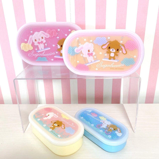 Sanrio Sugar Bunnies Lunch Box Set 4 Picnic Case Obento Shirousa Kurousa Pink