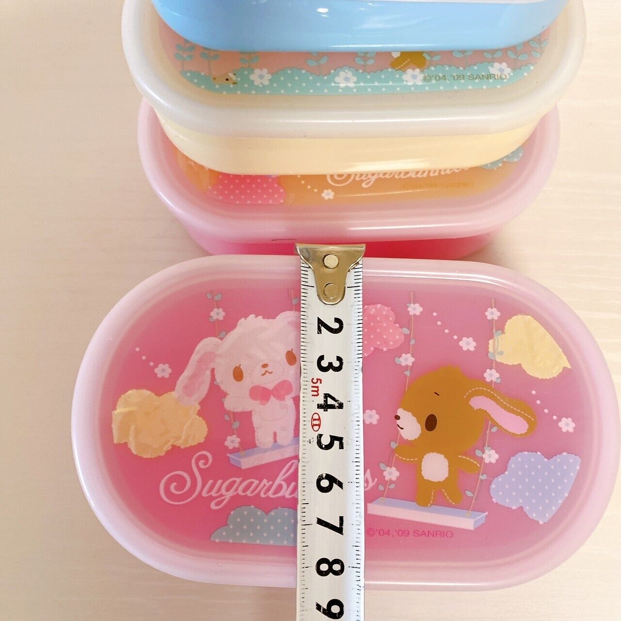 Sanrio Sugar Bunnies Lunch Box Set 4 Picnic Case Obento Shirousa Kurousa Pink