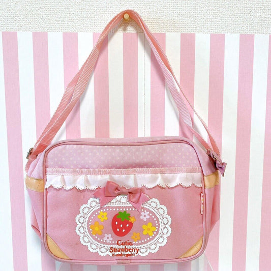 Mother Garden Shoulder Kindergarten Bag Pochette Strawberry Pink Ribbon Frill