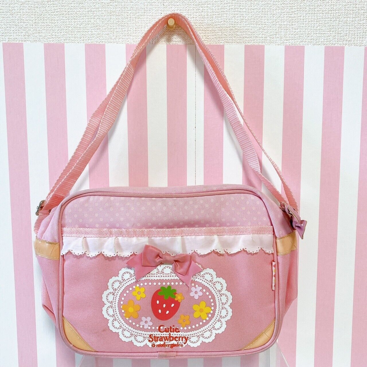 Mother Garden Shoulder Kindergarten Bag Pochette Strawberry Pink Ribbon Frill