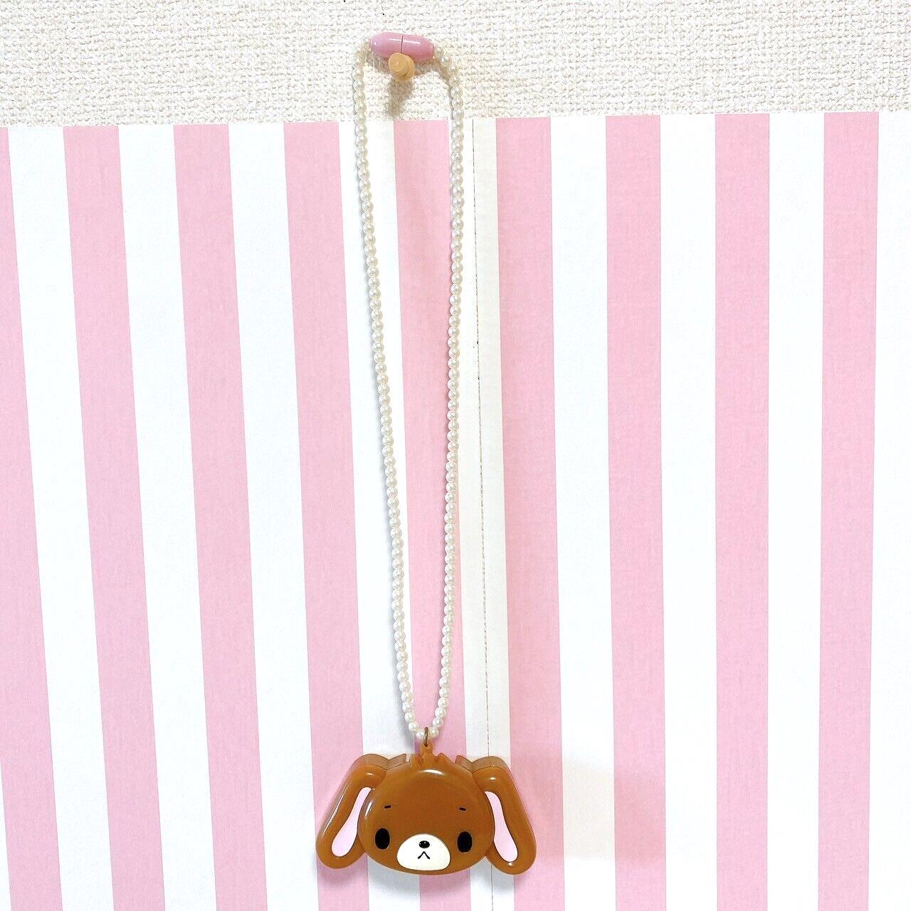 Sanrio Sugar Bunnies Kurousa Necklace Pendant Rabbit Brown Pearl Face Case Rare