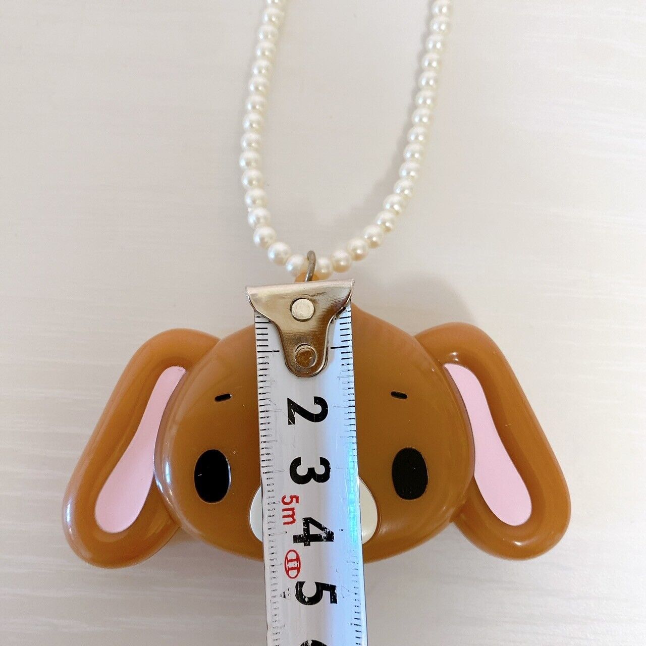 Sanrio Sugar Bunnies Kurousa Necklace Pendant Rabbit Brown Pearl Face Case Rare