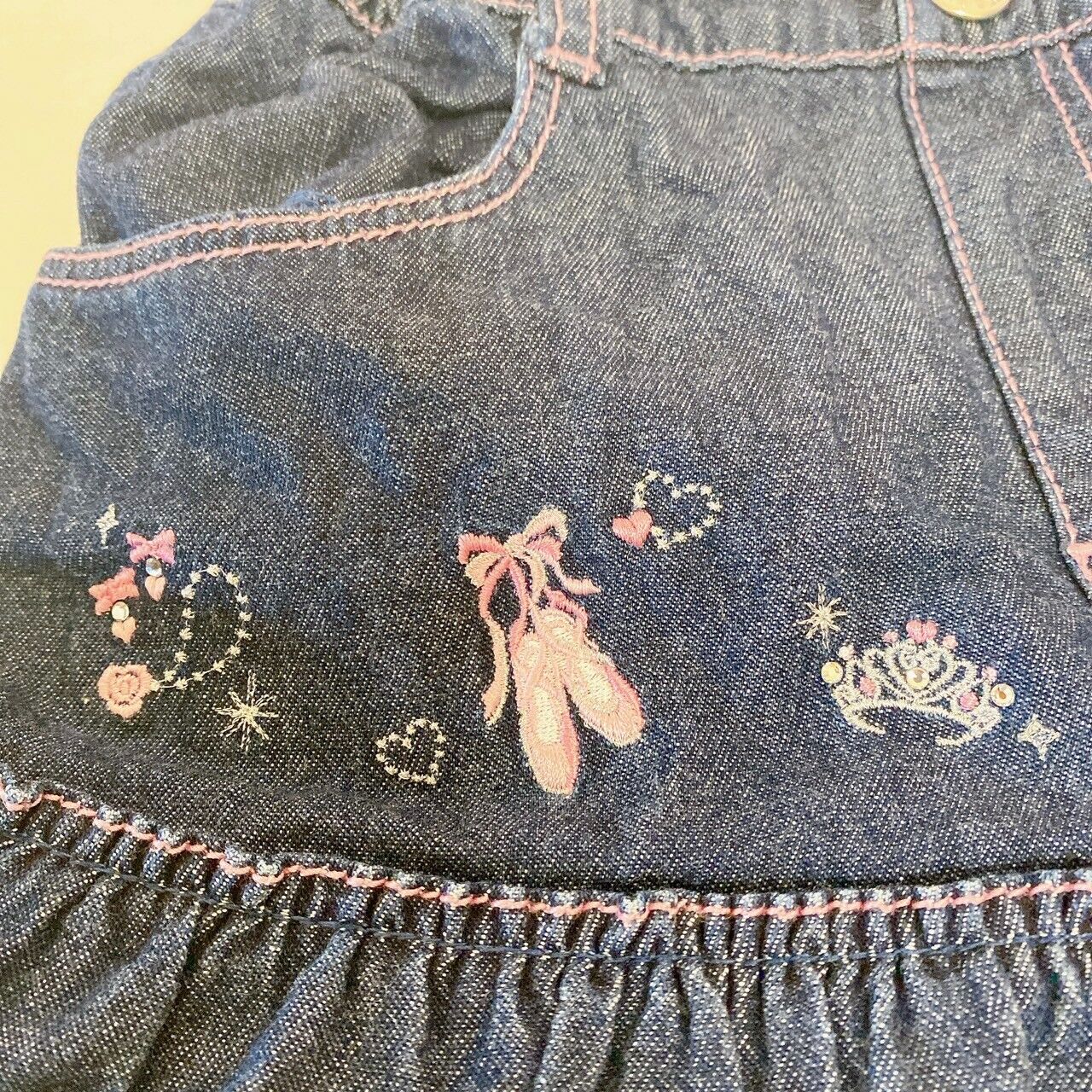 Mezzo Piano Denim Skirt Navy 120 Size Frill Ballet Shoes Pattern Kawaii Cute