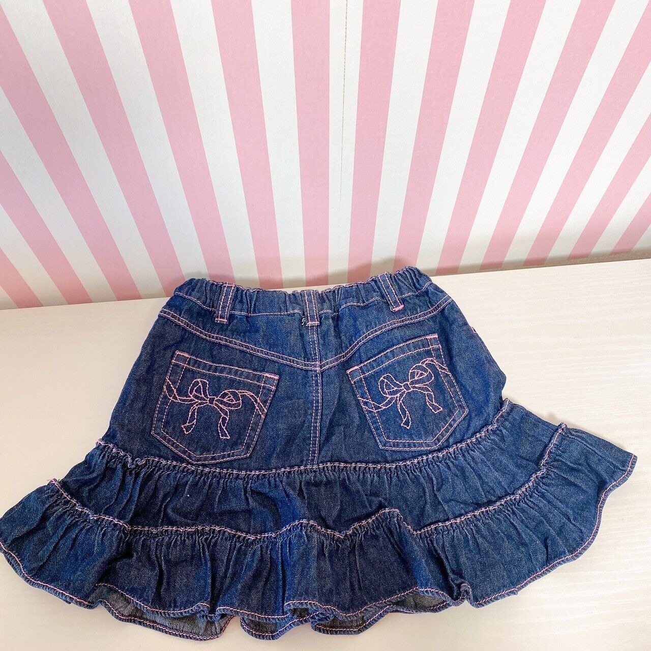 Mezzo Piano Denim Skirt Navy 120 Size Frill Ballet Shoes Pattern Kawaii Cute