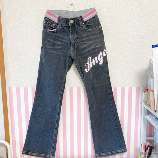 Angel Blue Denim Jeans Black 150 Size Kids Kawaii Rare Japan Cute