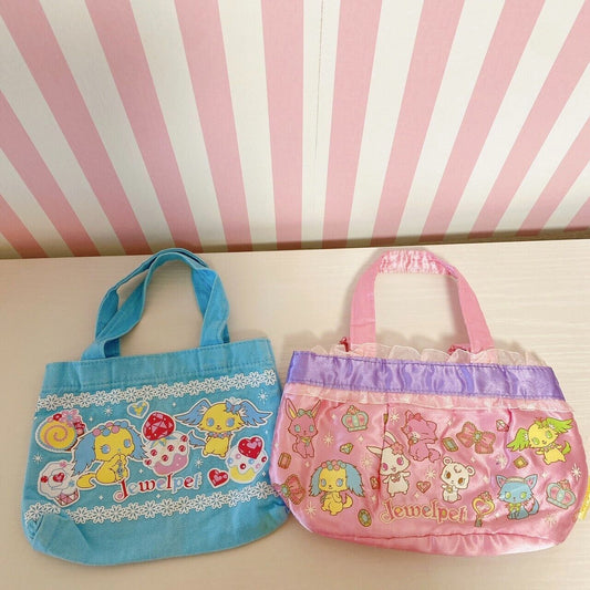 Sanrio Jewelpet Tote Bag Pink Blue Set of 2 Characters Cute Lovely Kawaii