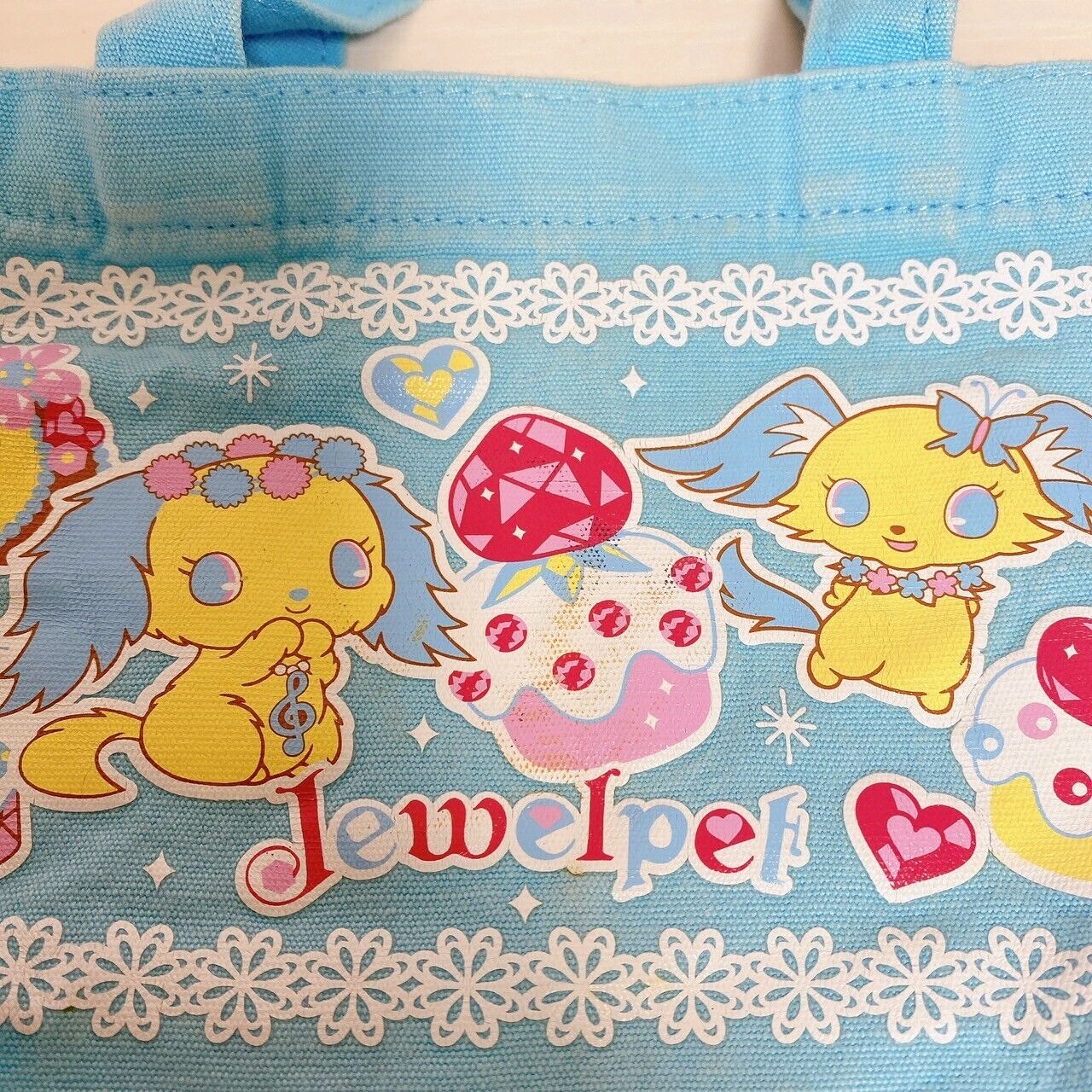 Sanrio Jewelpet Tote Bag Pink Blue Set of 2 Characters Cute Lovely Kawaii