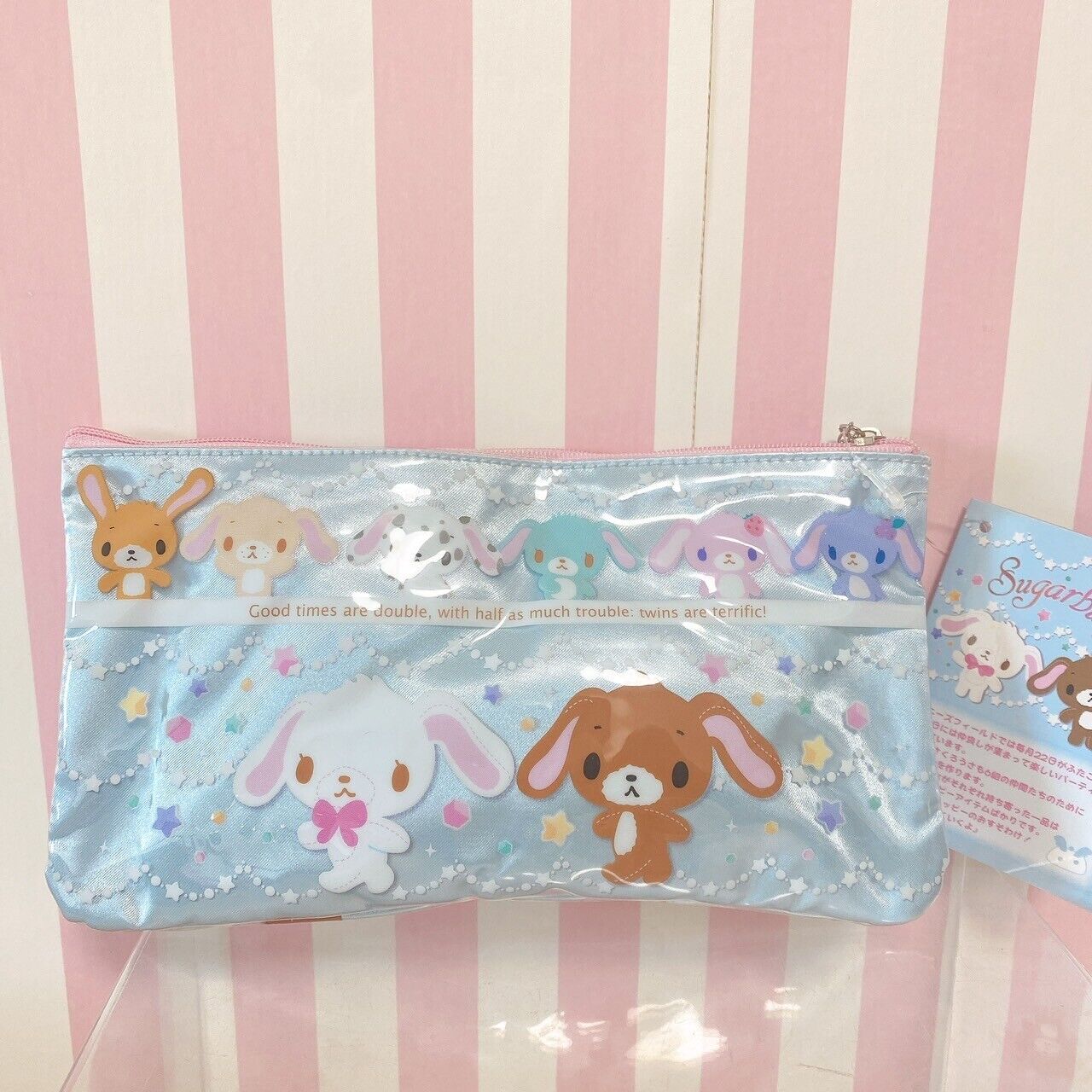 Sanrio Sugar Bunnies Shirousa Pen Pouch Light Blue Star Chuck Rabbit Kawaii Rare