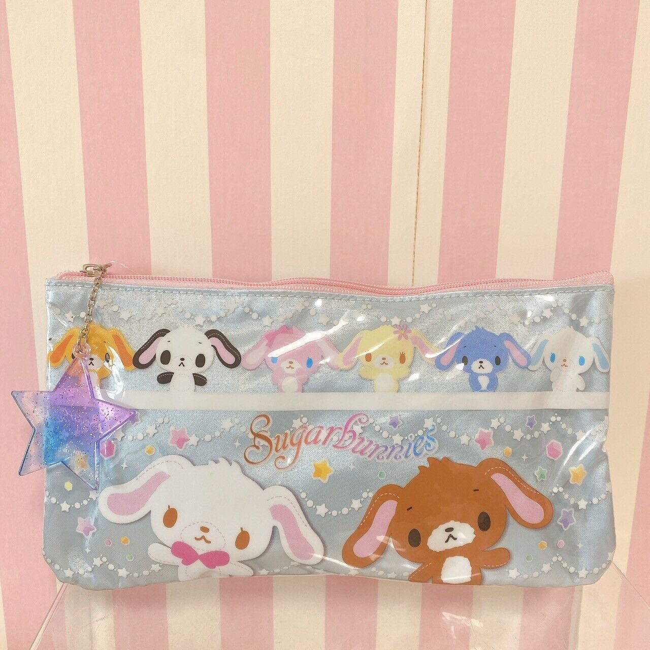 Sanrio Sugar Bunnies Shirousa Pen Pouch Light Blue Star Chuck Rabbit Kawaii Rare