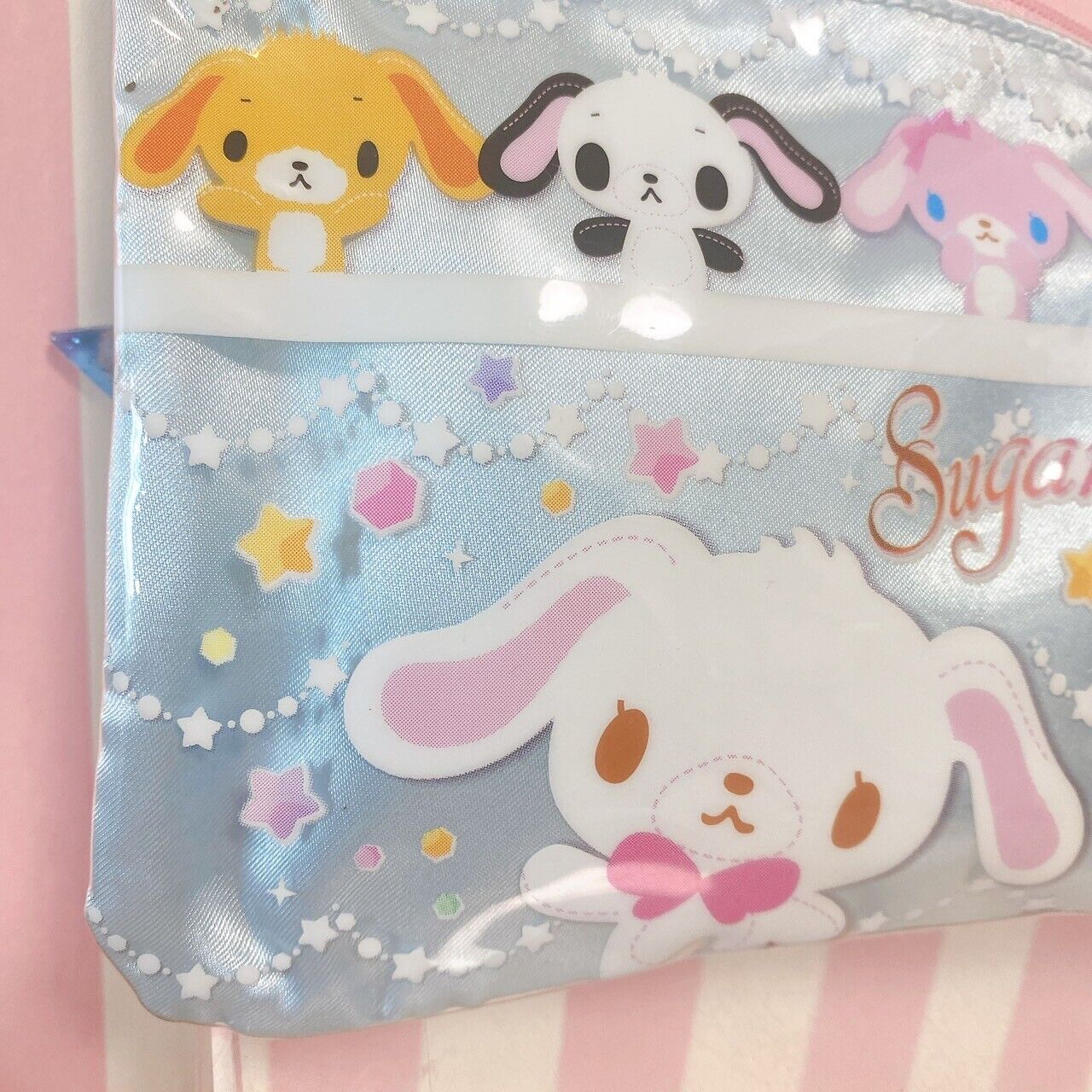 Sanrio Sugar Bunnies Shirousa Pen Pouch Light Blue Star Chuck Rabbit Kawaii Rare