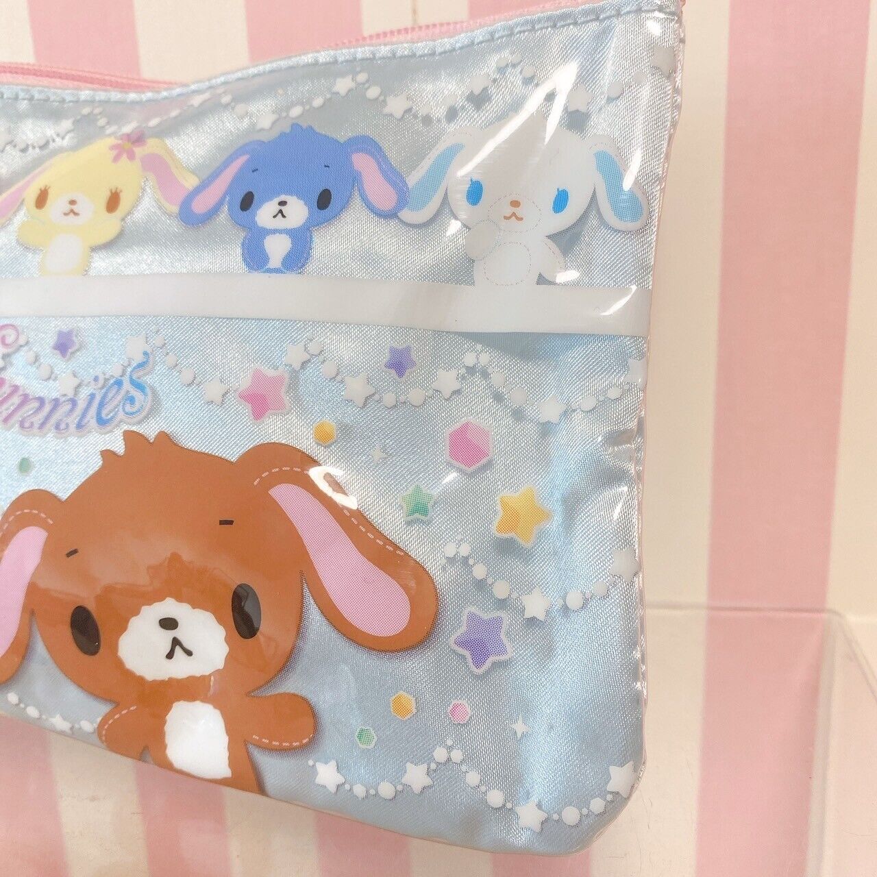 Sanrio Sugar Bunnies Shirousa Pen Pouch Light Blue Star Chuck Rabbit Kawaii Rare