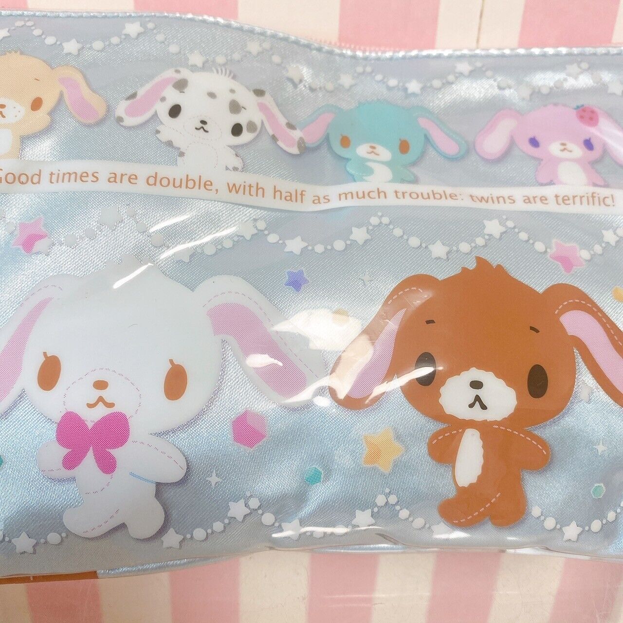 Sanrio Sugar Bunnies Shirousa Pen Pouch Light Blue Star Chuck Rabbit Kawaii Rare