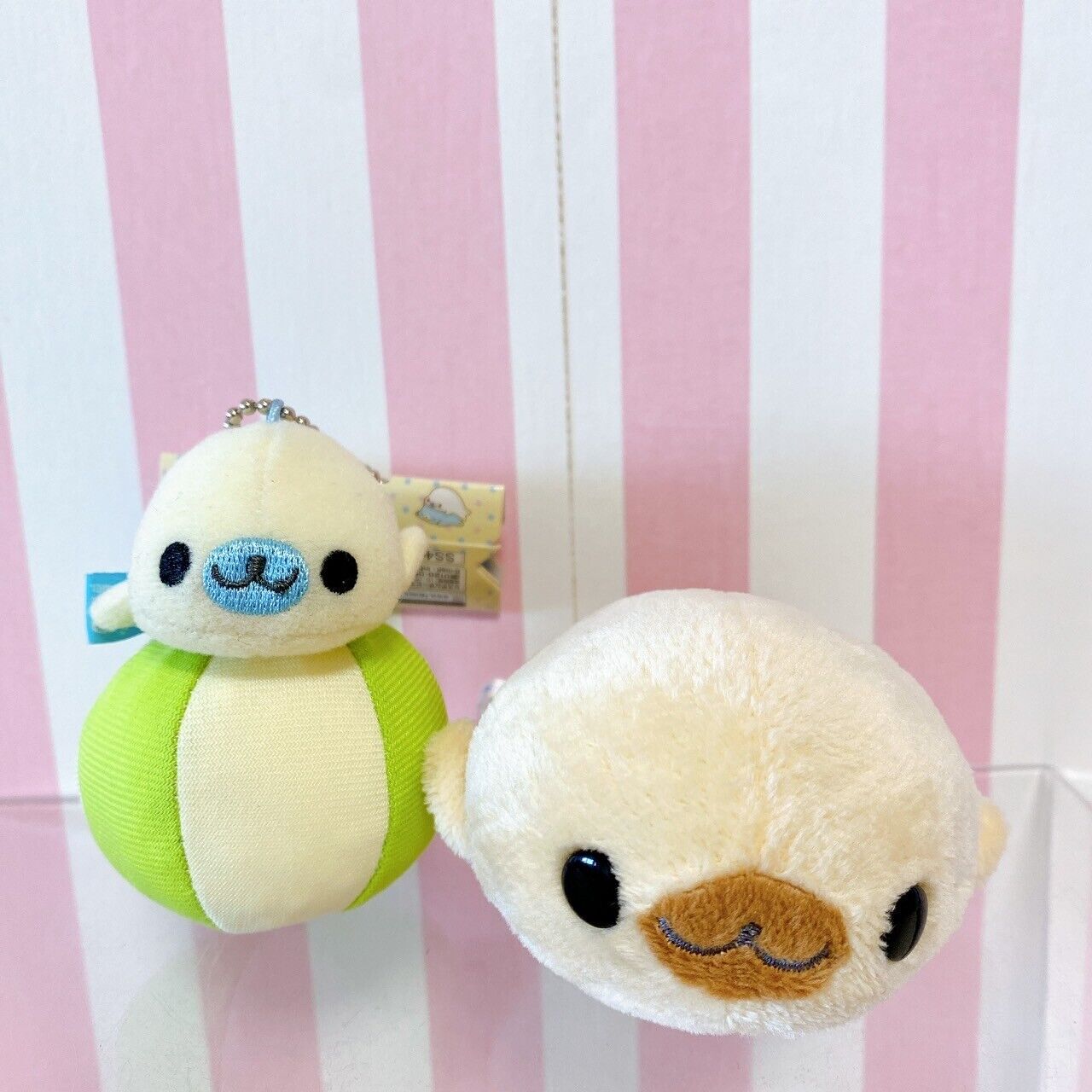 San-X Mamegoma Mascot Set 2 Plush Soft Stuffed Toy Keychain Ball Pudding Rare