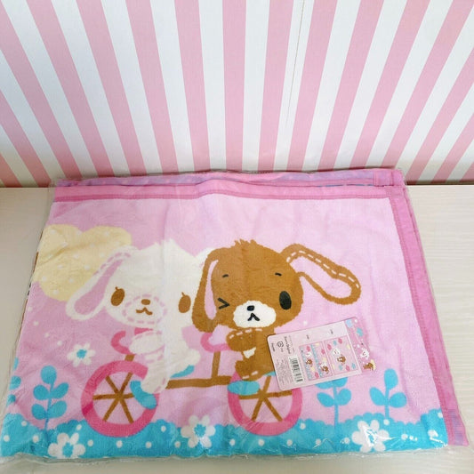 Sanrio Sugar Bunnies Blanket Pink Field Bicycle Shirousa Kurousa Sugarbunnies