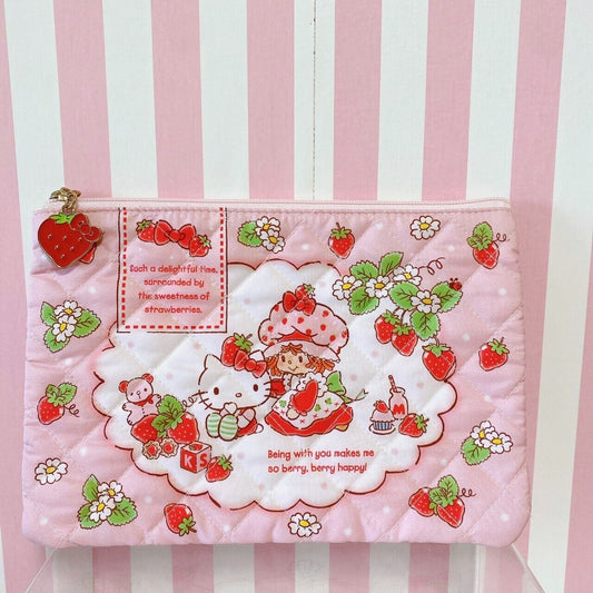 Sanrio Strawberry Shortcake Hello Kitty Collaboration Pouch Pink Strawberry Rare