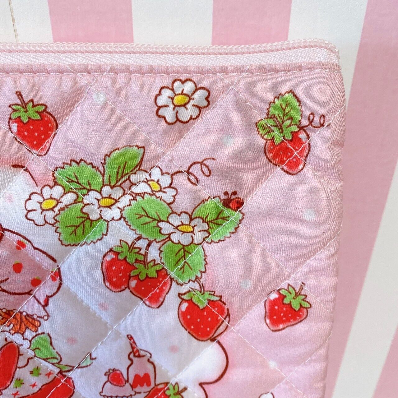 Sanrio Strawberry Shortcake Hello Kitty Collaboration Pouch Pink Strawberry Rare