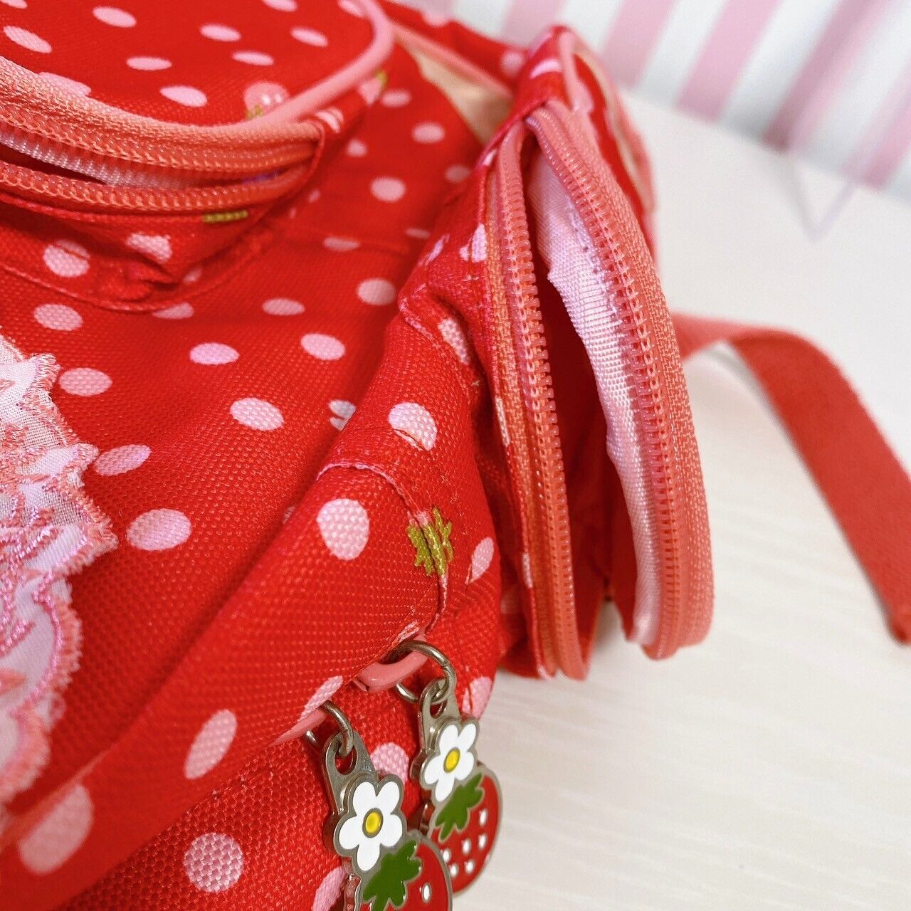 Mother Garden Rucksack Backpack School Bag Red Cutie Strawberry Dot Frill Flower