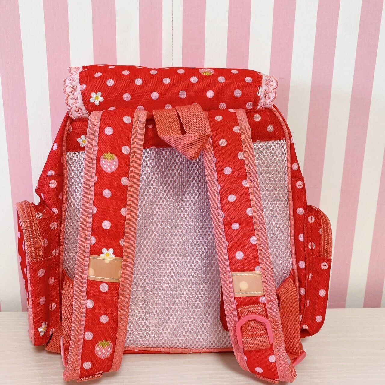 Mother Garden Rucksack Backpack School Bag Red Cutie Strawberry Dot Frill Flower