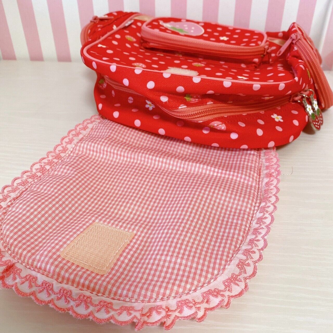 Mother Garden Rucksack Backpack School Bag Red Cutie Strawberry Dot Frill Flower