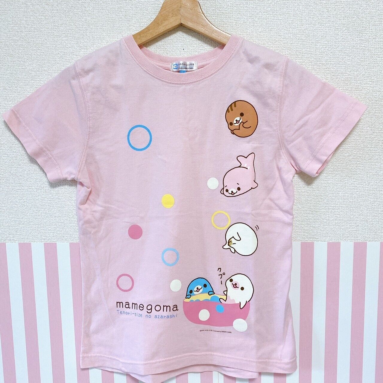 San-X Mamegoma T-shirt Kids Tops Pink L 160 Size Bath Foam Character Kawaii Rare