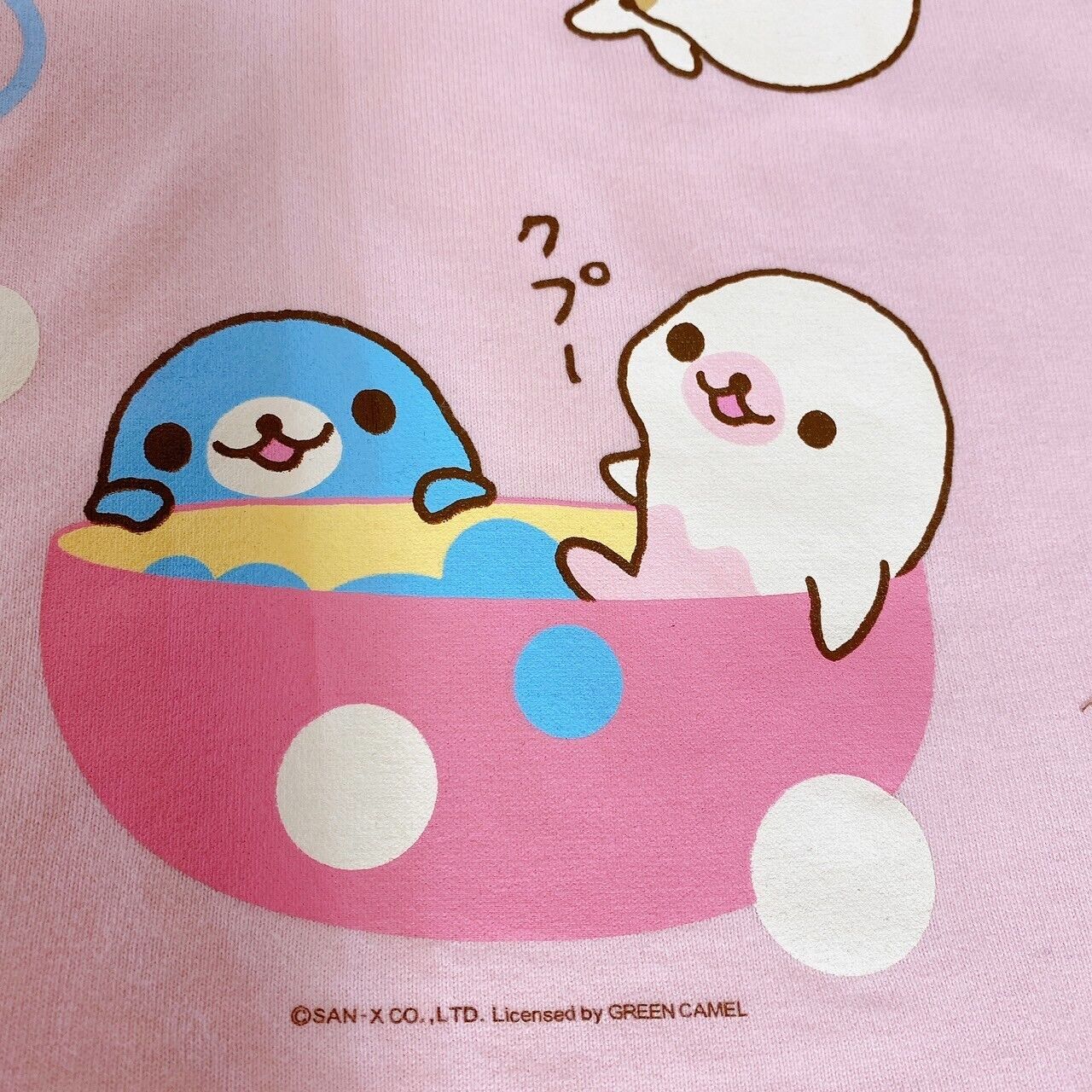 San-X Mamegoma T-shirt Kids Tops Pink L 160 Size Bath Foam Character Kawaii Rare