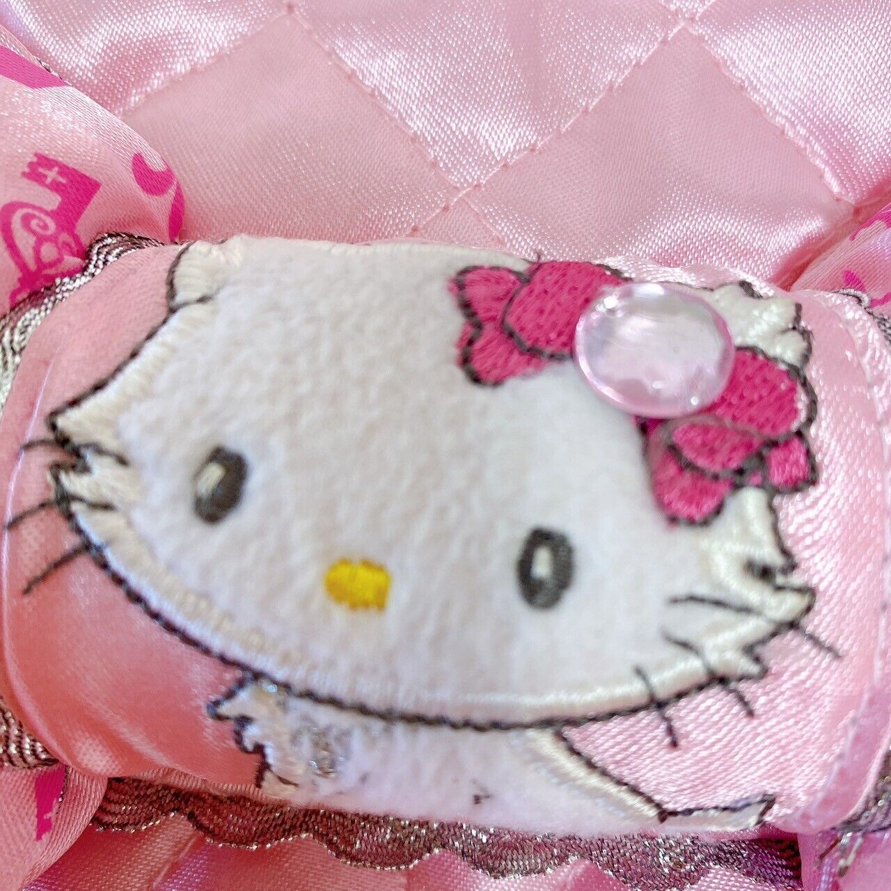 Sanrio Charmmy Charmy Kitty Hanging Bag Pink Storag Quilting Ribbon Kawaii Rare