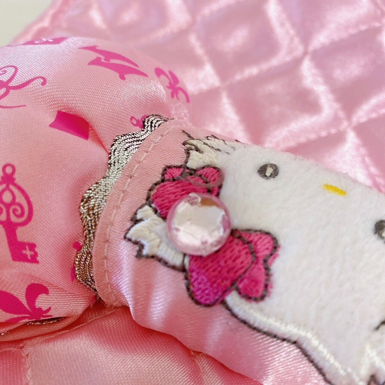 Sanrio Charmmy Charmy Kitty Hanging Bag Pink Storag Quilting Ribbon Kawaii Rare